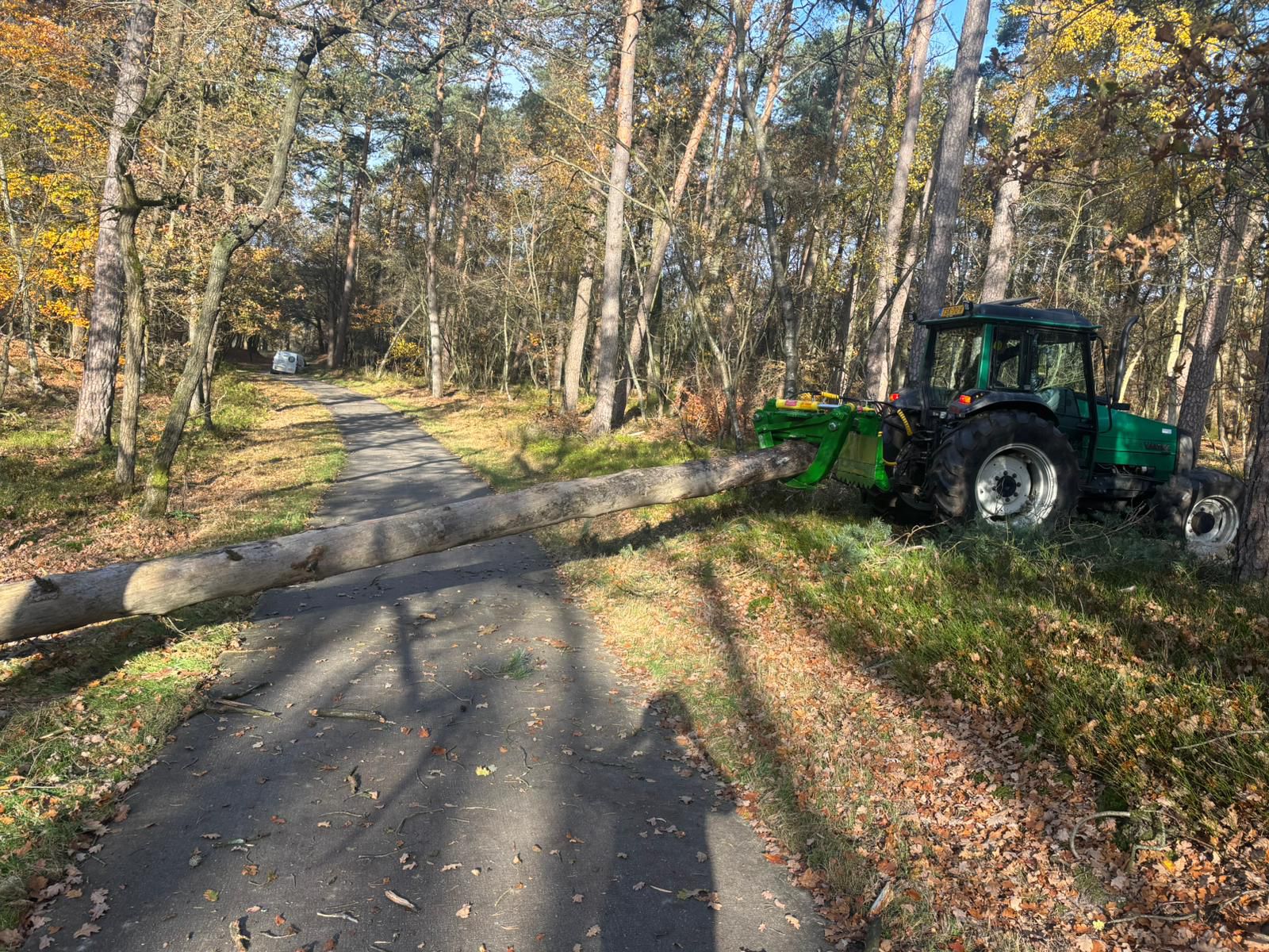 Uitslepen vann bomen met trekker